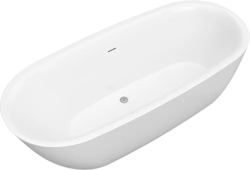 Vista 8 de Bañera Mone de fondo plano acrílico brillante de 59 pulgadas en blanco