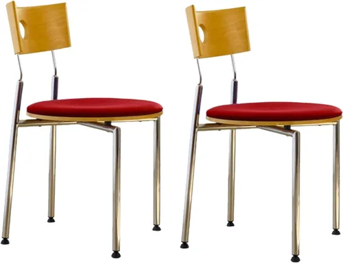 Vista 20 de Stackable Dining Chairs Set, Kitchen Chair with Curved Backrest, Upholstered Living Room Chair, Occasional Seat Dining Room Chairs with Metal