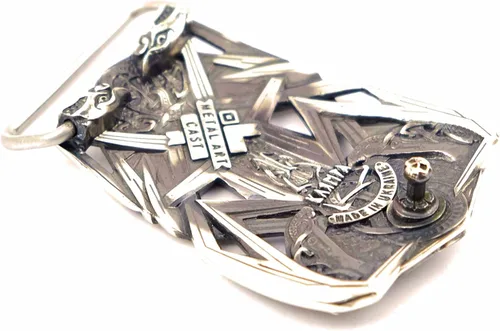 Vista 4 de Belt buckle Thor's Hammer, Scandinavian Old Norse Mjolnir solid German silver belt buckle, Viking Age mythology god's weapon belt buckle