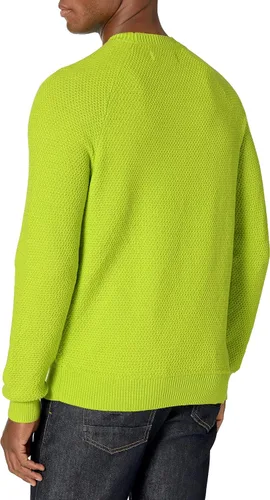 Vista 2 de Tienda Essentials Suéter de cuello redondo de gran tamaño para hombre, texturizado, algodón