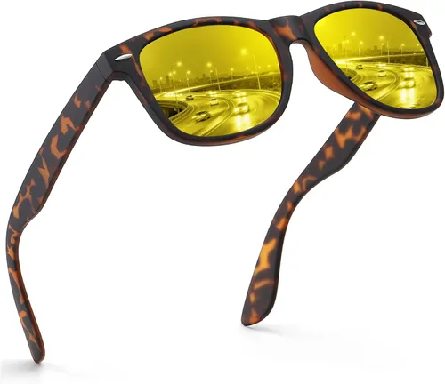 Vista 71 de FEIDUSUN Lentes de sol polarizados para hombre y mujer, lentes de sol retro negros para conducir, pescar, protección UV