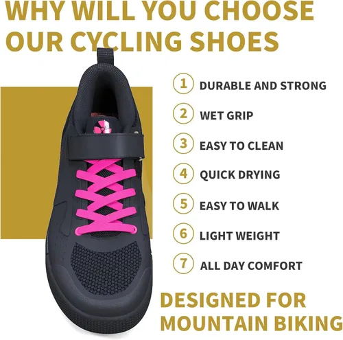 Vista 4 de Zapatos de ciclismo de montaña MTB para hombre y mujer, para pedales planos, perfectos para montar en bicicleta de montaña DH enduro Cross Trail
