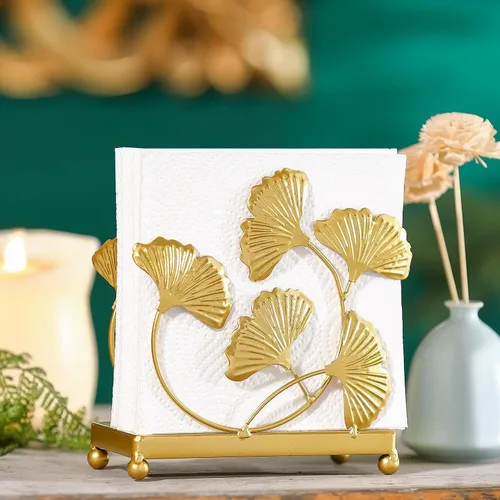 Vista 7 de Servilletero de metal moderno, servilleta de papel dorado para baño, cocina