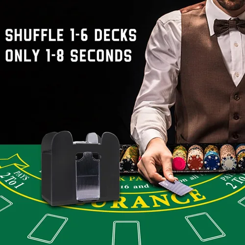 Vista 7 de Juego combinado de Blackjack con fieltro de diseño de blackjack, barajador automático de cartas de 6 barajas, 8 mazos de zapatos de distribuidor