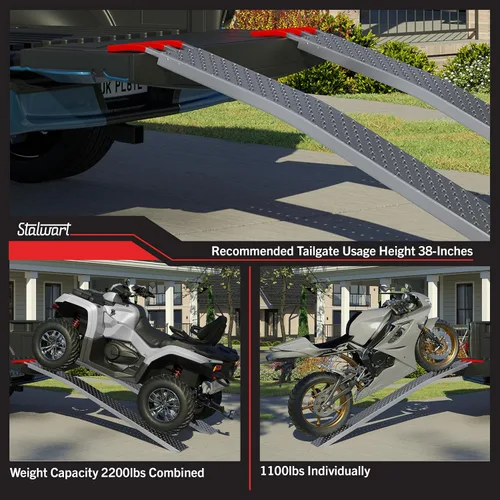 Vista 6 de Rampas de carga – Juego de dos rampas de 69 pulgadas para ATV, motocicletas, cortacéspedes, carritos y más – Juego de rampas de coche de capacidad