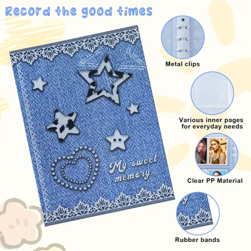 Vista 4 de Qivine Kpop Carpeta para tarjetas fotográficas, soporte A5 con 40 páginas, libro portátil para tarjetas fotográficas, libro conmemorativo