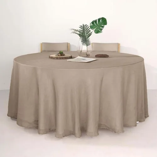 Vista 18 de Efavormart Mantel Redondo de Arpillera Sintética de Yute Natural de 90 Pulgadas - Cubierta de Mesa Rústica Boho Chic Estilo Granja para Navidad