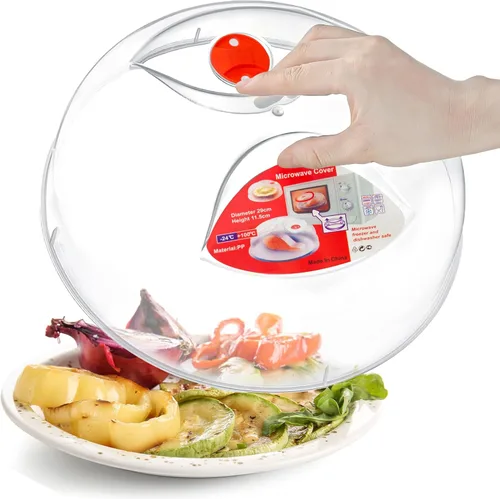 Vista 8 de Tapa grande para microondas contra salpicaduras para alimentos, cubierta de microondas con rejillas de ventilación de vapor, 3.8 cm, libre de BPA
