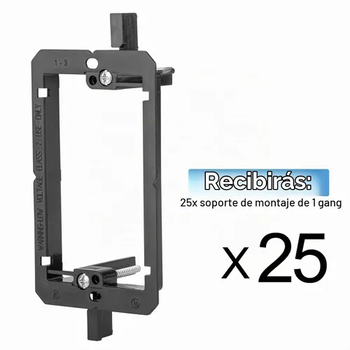 Vista 4 de Paquete de 25 soportes de montaje de bajo voltaje, 1 pandilla, 2 anillos, cables para paneles de yeso que pasan a través de placa de pared, placa