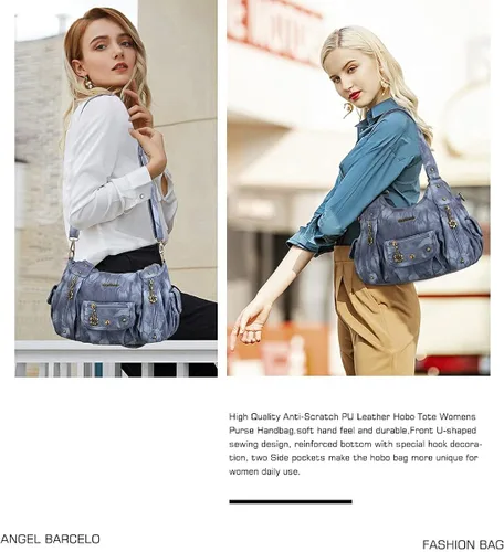 Vista 6 de Angel Barcelo Bolsos de cuero sintético para mujer, bolso de hombro, a la moda, bolsas para niñas