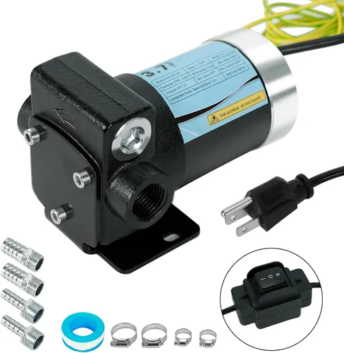 Vista 10 de 12V CC Bomba de transferencia de combustible/gasolina con cables de conexión, bomba reversible mejorada, protección térmica, control de interruptor