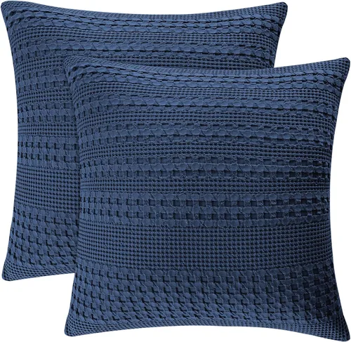 Vista 11 de PHF Fundas de almohada 100% algodón con tejido de gofre de 24 x 24 pulgadas, paquete de 2 fundas cuadradas para decoración elegante del hogar, sin