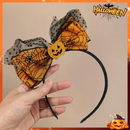 Vista 3 de Totelux Diadema de lazo de Halloween, Naranja, 1 unidad (paquete de 1)