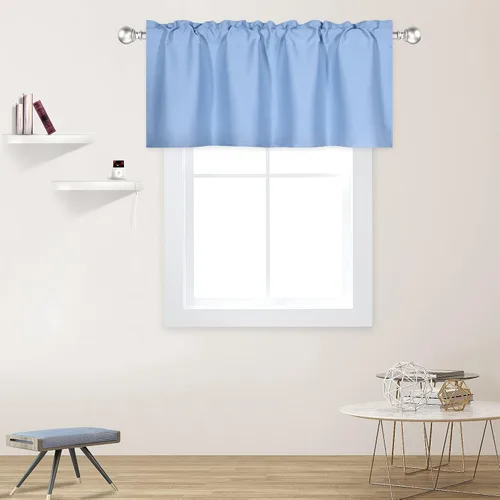 Vista 19 de DECOVSUN Cenefas Aqua para ventanas de cocina, con bolsillo para barra, opacas, con aislamiento térmico, 1 panel de 42 x 18 pulgadas