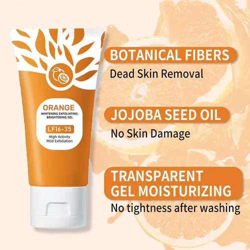 Vista 6 de Orange Enzymes - Exfoliante en gel exfoliante para rostro y cuerpo, gel hidratante de limpieza profunda para eliminar puntos negros, exfoliante