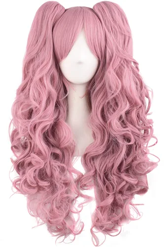 Vista 76 de Peluca MapofBeauty Lolita para disfraz, cabello largo, rizado, con coleta, Blanco