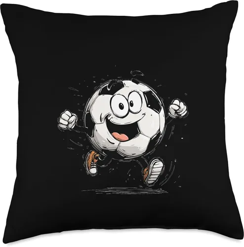 Vista 4 de Happy Soccer Ball Costume for Cartoon Lovers Throw Pillow