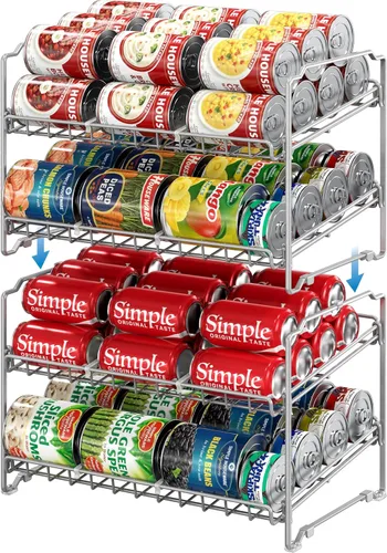 Vista 9 de Simple Houseware Estante apilable para latas de 2 niveles, negro, paquete de 2
