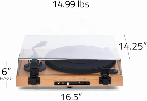 Vista 7 de Fluance RT82 - Tocadiscos de vinilo de alta fidelidad de referencia con cartucho Ortofon OM10, motor de control de velocidad, zócalo de madera MDF