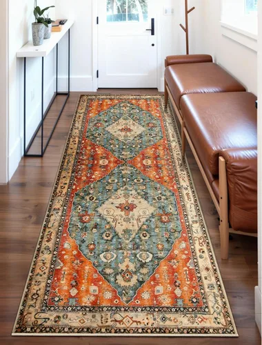 Vista 559 de SERISSA - Tapetes florales vintage, antideslizante, lavable, pequeño, ultrasuave, bohemio, de pelo bajo, para entrada, interiores, habitación
