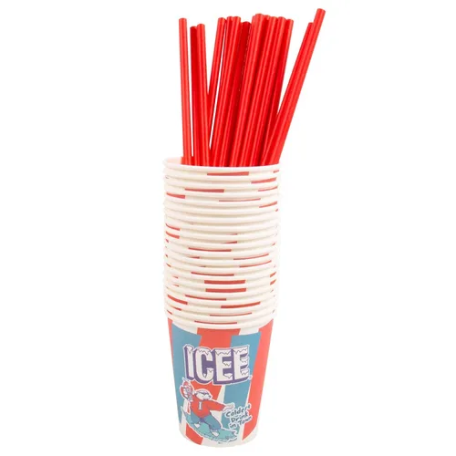 Vista 8 de ICEE Home - Máquina para hacer granizados para encimera, paquete de 4 jarabes ICEE y paquete de 20 vasos de papel y pajitas ICEE. Crea hasta 34