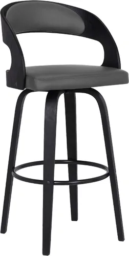 Vista 12 de Armen Living Shelly 26" Altura del Asiento Taburete Giratorio de Bar de Estilo Moderno de Mediados del Siglo para Isla de Cocina y Encimera en Cuero