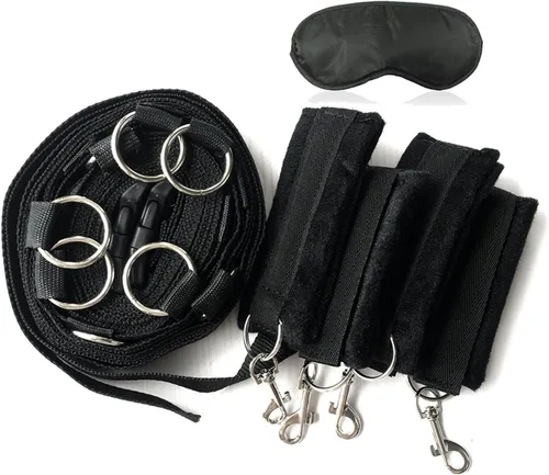 Vista 3 de BDSM - Kit de restricciones para cama sexual, juguetes de cuerda mullida, esponjoso, juego de esposas para adultos, adultos, dormitorio, kit