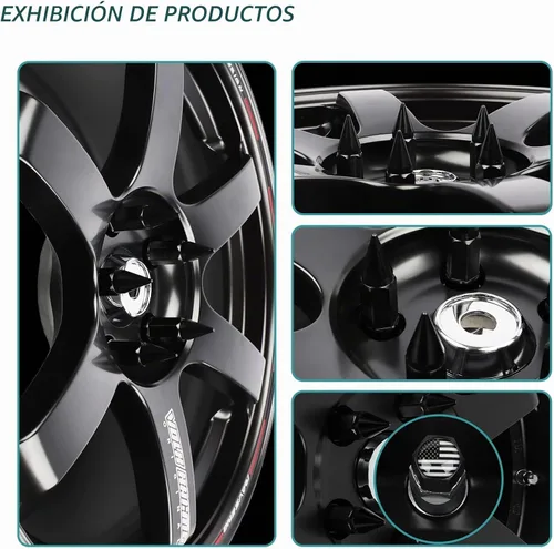 Vista 4 de 20 tuercas antirrobo M12x1.5, repuesto para fusión 2006-2019, enfoque 2012-2019, rueda de escape 2001-2019 (negro)