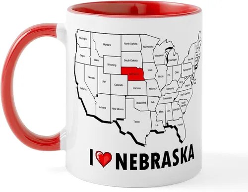Vista 22 de CafePress I Love Nebraska Taza de café de cerámica de 11 oz (11.0 fl oz)