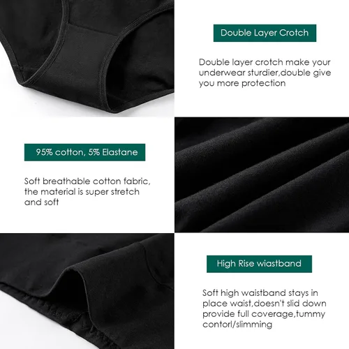 Vista 5 de Annenmy - Ropa interior para mujer, de algodón, suave, de cintura alta, tallas regulares y extragrandes