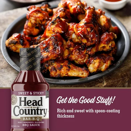 Vista 2 de Head Country Salsa para barbacoa, dulce y pegajosa Salsa barbacoa botella de 20 onzas