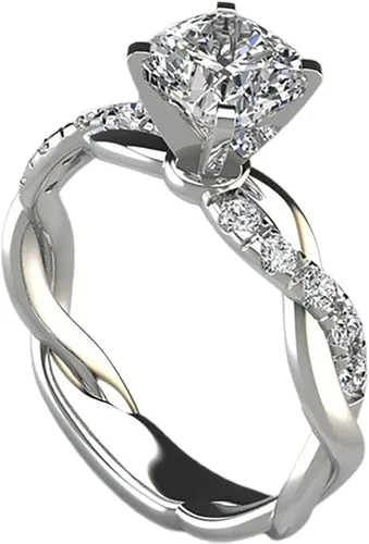 Vista 49 de Iumer - Anillo de zircón de dos piezas con incrustaciones de diamantes de imitación artificiales para mujer, talla 6-10.