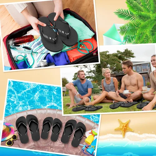 Vista 5 de Unittype 72 pares de chanclas a granel para invitados de boda, fiesta, paquete de sandalias casuales con tarjetas de varios tamaños, letrero