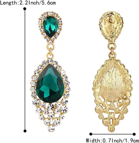Vista 5 de BriLove - aretes de cristal para mujer, con diseño de lágrima