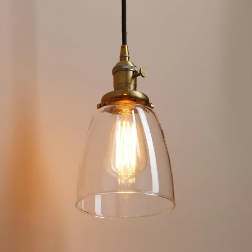 Vista 20 de PERMO Moderno accesorio de iluminación colgante con globo de vidrio transparente redondo de 5.9 pulgadas, pantalla soplada a mano, lámpara