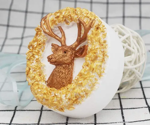 Vista 3 de Molde de jabón animal de silicona para ciervos - forma redonda para decoración de velas y pasteles