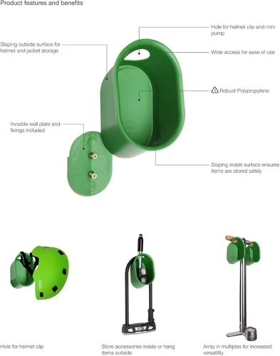 Vista 5 de Cycloc Loop - Elegante casco de montaje en pared y almacenamiento de accesorios, color naranja