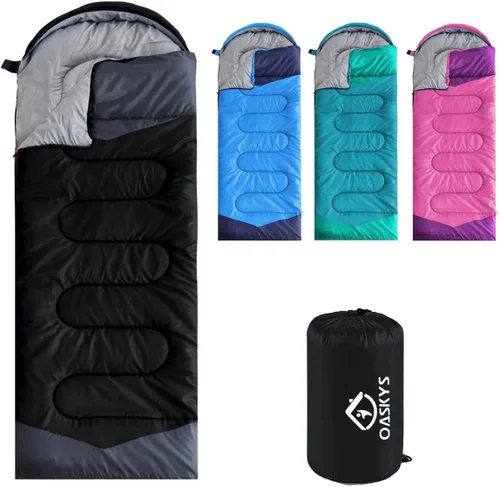 Vista 13 de oaskys Camping Sleeping Bag - 3 Season Warm & Cool Weather - Summer Spring Fall Lightweight Waterproof for Adults Kids - Camping Essentials Gear