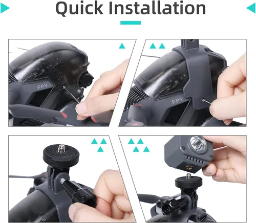 Vista 8 de Soporte adaptador de montaje compatible con DJI FPV Soporte de montaje Searchlight Gopro Pocket 2 Cámara Drone Accesorios
