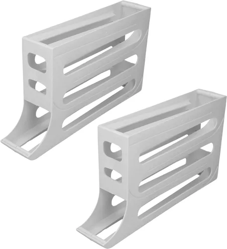Vista 8 de Soporte para huevos para refrigerador, 60 unidades dispensador automático de huevos con 4 niveles y filas dobles, organizador de bandejas de huevos