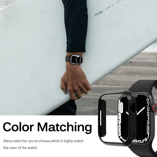 Vista 5 de Miimall Funda compatible con Apple Watch de 1.614 pulgadas para mujeres y hombres, de PC, ligera, a prueba de golpes, para Apple Watch de 1.614 Negro