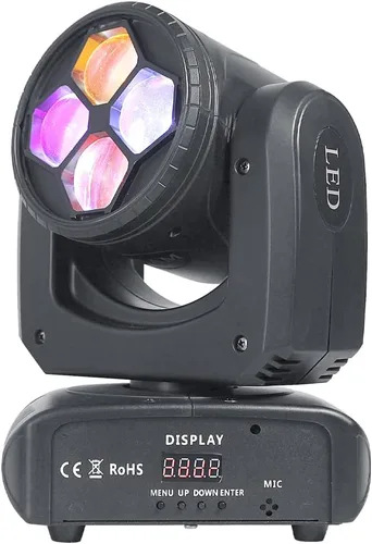 Vista 2 de Luz móvil de la etapa de la cabeza LED de 80W (4x20W), universal internacional, lámpara de 12 colores LED