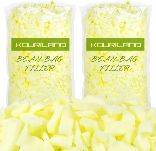Vista 15 de Relleno de puf de 5 libras, relleno de espuma viscoelástica triturada, relleno de puf, relleno de puf para sofá, animales de peluche, cama de perro