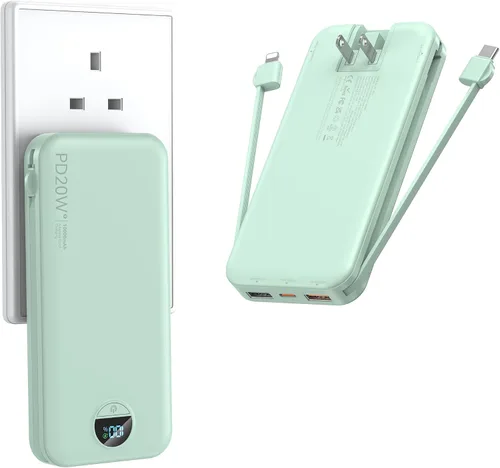 Vista 10 de Ffnpua Cargador portátil Power Bank 10000mAh PD20W con cables incorporados