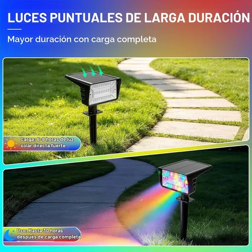 Vista 5 de Paquete de 6 luces solares de Halloween RGBW para decoración