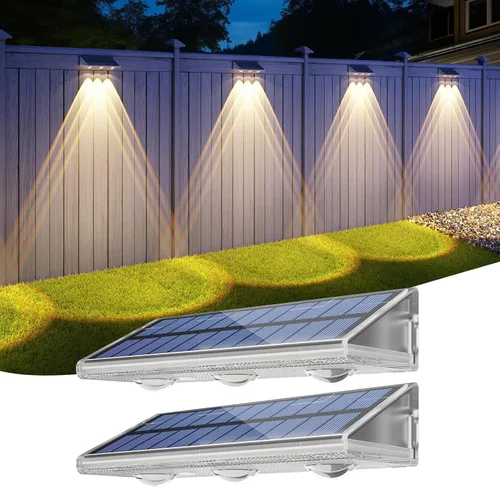 Vista 8 de YiLaie - Luces solares para valla al aire libre, IP67 impermeable, 16-25H 3000 K/6500 K/4500 K