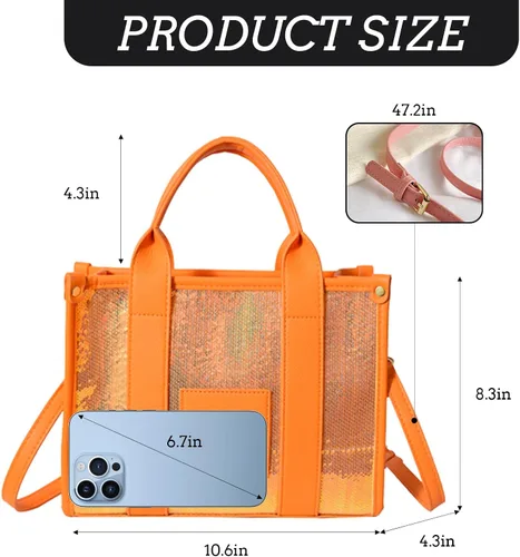 Vista 4 de JQAliMOVV The Tote Bag for Women, Shining Leather Tote Bag Trendy Top Handle Crossbody Handbags for Work Travel