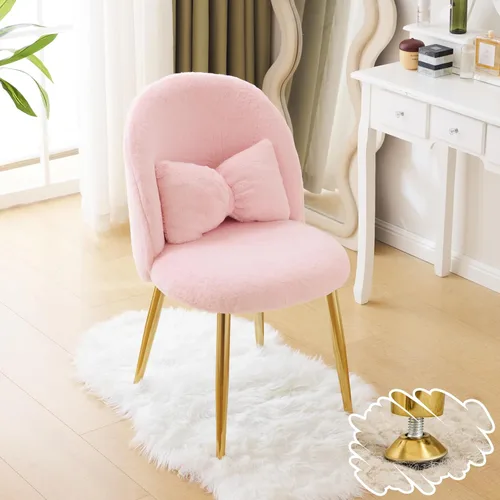 Vista 15 de Vingli Silla de Maquillaje de Pétalos con Respaldo, Silla Linda de Escritorio para Niñas Cómoda Sin Ruedas, Silla Moderna de Comedor, Silla