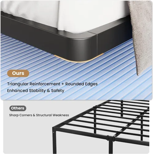 Vista 8 de SHA CERLIN Marco de cama flotante tamaño twin con luces LED inteligentes y estación de carga, cama de plataforma de metal resistente con diseño