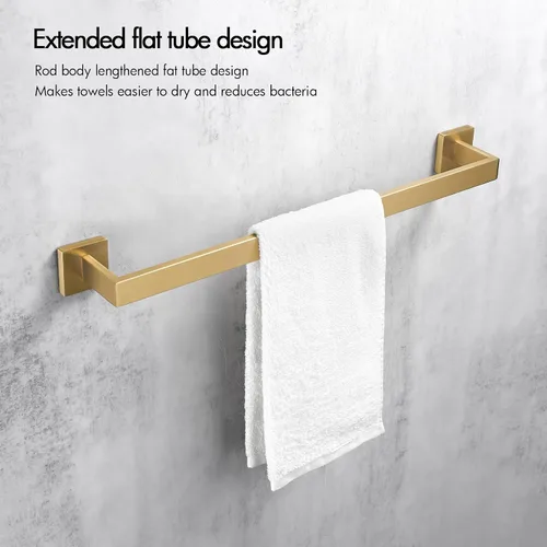 Vista 5 de Bagnolux Accesorios de baño dorados de 22 pulgadas, toallero dorado para baño montado en la pared, toallero de latón cepillado moderno y resistente